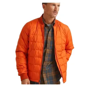 New Eddie Bauer Mens Medium Orange 650 FP Shaw Down Full Zip Bomber Jacket