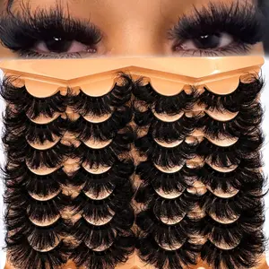 14 Pairs of Thick, Elegant D-Curl False Eyelashes, Faux Mink Soft and Fluffy Mink Look 3D Lashes for Everyday & Party Makeup, Reusable Dramatic Eyeliner Perfect for Beginners, Cosmetic