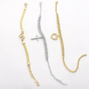 Women’s Rhinestone Charm Anklet, Heart / Cross Pendant Beach Ankle Bracelet, Fashion Sparkly Foot Jewelry for Summer trendy