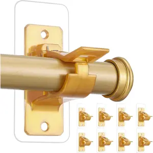 8 Pack  Free Curtain Rod Hooks, No Drill Adjustable Curtain Rod Holders, Holding Up to 17 lbs, Curtain Brackets on Sleek and Even Walls()