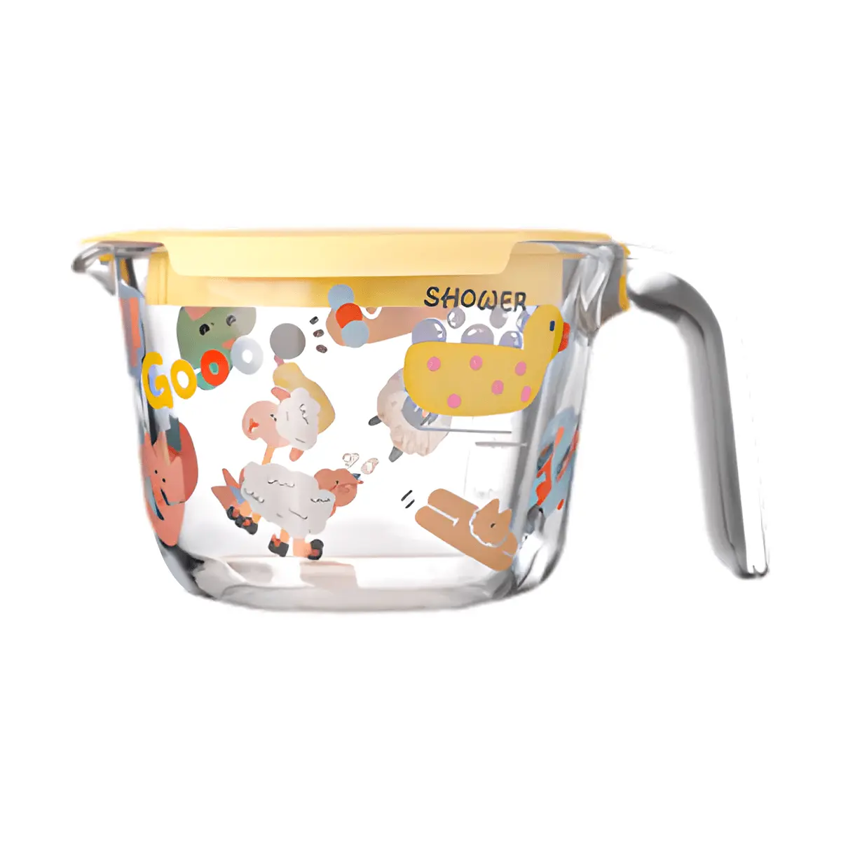 KAWASIMAYA Breakfast Glass Cup Measuring Cup Milk  Coffee Handy Cup with Lid 16.91 fl oz