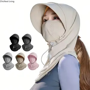 Women Men UPF 90+ UV Protection Balaclava Sun Hat | SunSafeTok OutdoorTok Full Face Neck Flap Wide Brim Cooling Hood | Birthday Gift for Him Her Fishing Cycling Motorcycle Outdoor Daily Wear