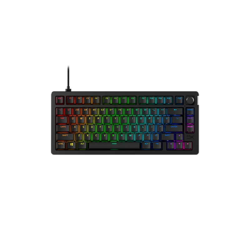 HyperX Alloy Rise 75 75% Mechanical Gaming Keyboard - Hot-Swappable, Gasket Mounted, HyperX Linear Switches (40g), Ambient Auto Glow Sensor, High Polling, Volume Control, Stable, Anti-Tangle, Fit for Any Situation, PC Accessory, Gaming Keyboards