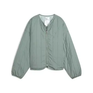 PUMA Womens Wardrobe Essentials Relaxed Reversible Liner Jacket Athletic Outerwear Casual - Green