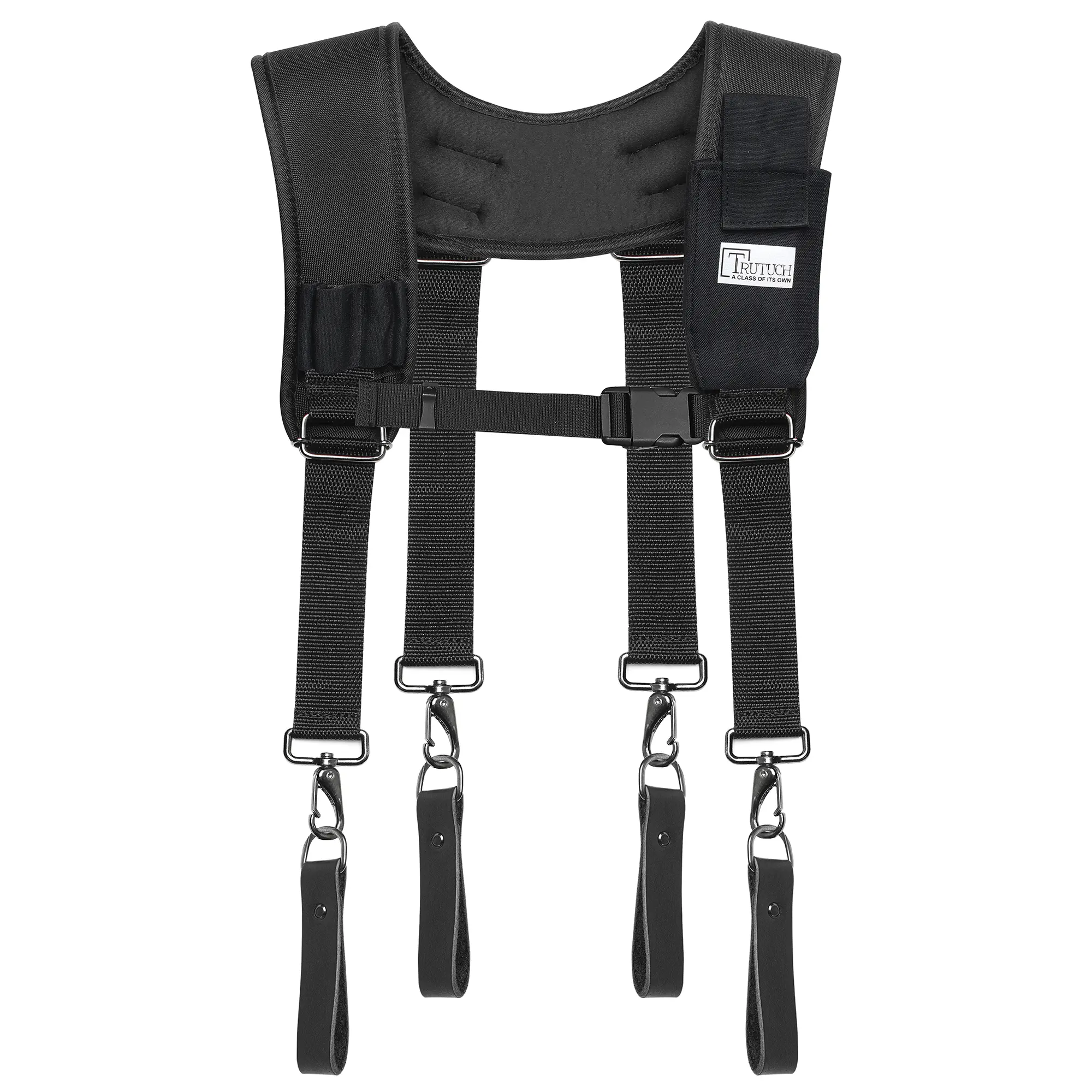 Trutuch Black Nylon Work Suspender With Pockets | Tool Belt Suspenders | Stronghold Suspension System