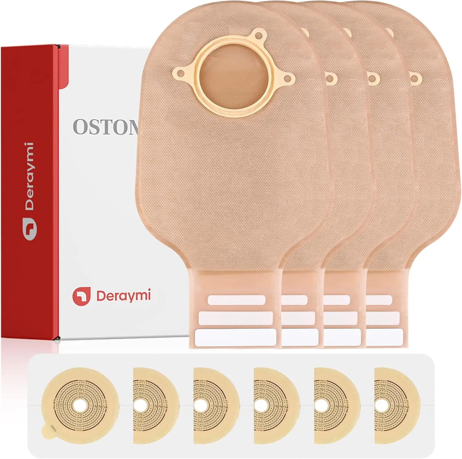 30 PCS Ostomy Supplies Colostomy Bags 2 Piece Ostomy Bag Two Piece Ostomy Drain Pouches for Ileostomy & Stoma Care, Trim-to-Fit 15-60 mm (20 x Bags+10 x Skin Barriers)