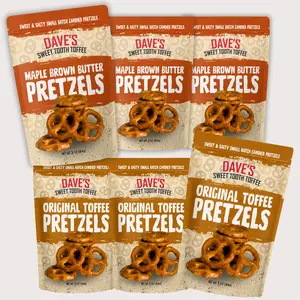 Toffee Covered Pretzel Sampler - Original Toffee, Maple Brown Butter, Sweet and Salty Snack Pack - Dave's Sweet Tooth