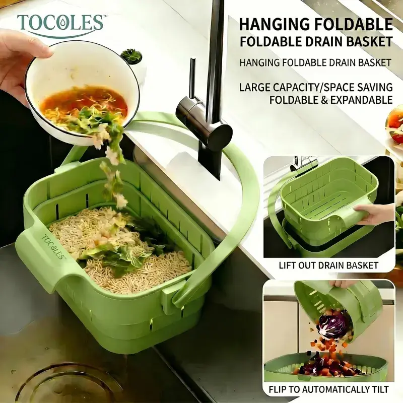 Suspended Foldable Stainless Steel Kitchen Sink Drain Sieve - Mesh Basket Accessory for Kitchen Utensils, Hands-Free Hygiene Design, Efficient Anti-Clogging System, No Tools Required for Installation, Space-Saving, Easy-Clean, Low Maintenance Filter, Save