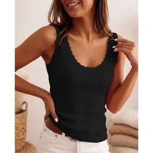Womens Knit Tank  Scoop Neck Ribbed Slim Fitted Basic Tee Shirt Casual Sleeveless Sexy Summer Going Out  2025 air dressy tops corset women wear crop low cut Longline Strappy Impact Gym weighted vests oversized tshirt Mesh Babydoll Women's Strapless Boned