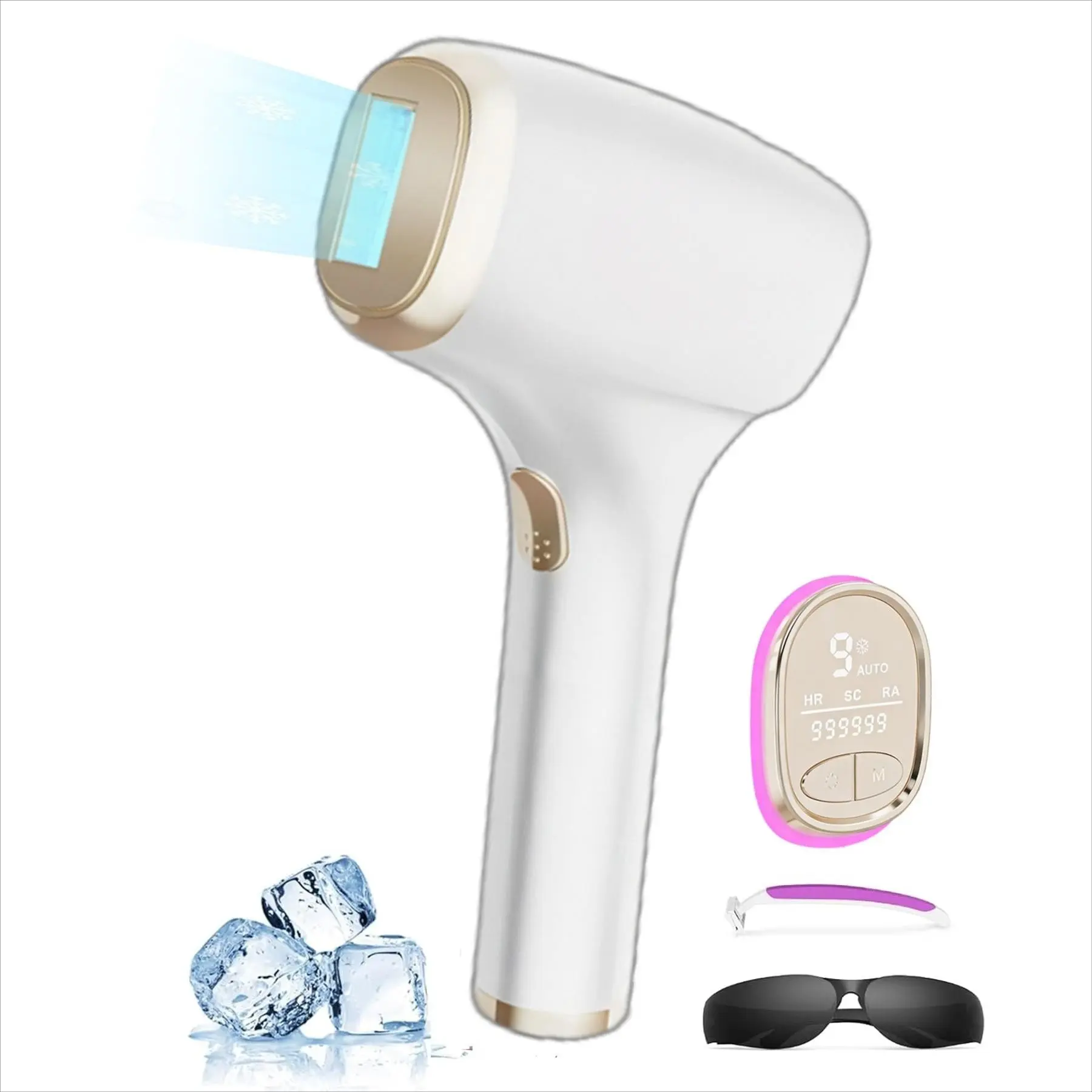 3 in 1 IPL Hair Removal Device, Hair Removal Machine - 6°C Ice Cooling Painless Laser for Women Men, 9-level adjustment, automatic flash Full Body in 8 Mins with Dual-Pulse, At-Home Long-Lasting Results, IPL Hair Remover