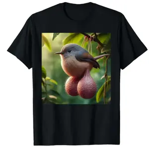 Men's Bird Meme Graphic Premium Cotton Crewneck Classic Fit Everyday Comfort T-Shirt