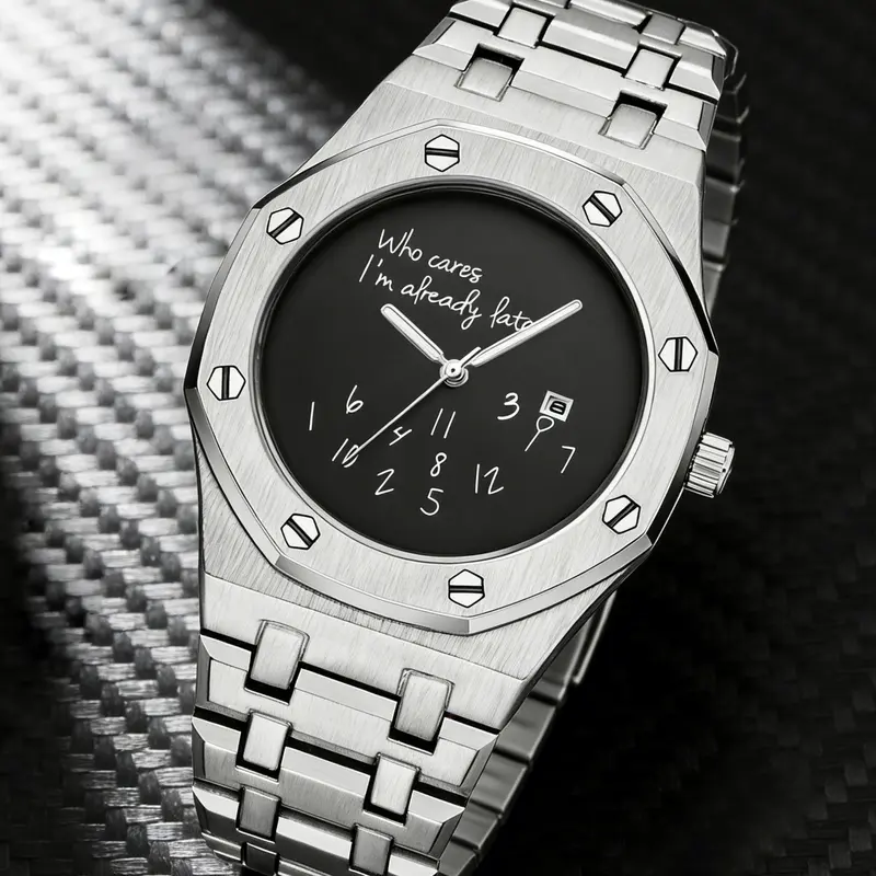 Men's Steel Band Quartz Analog Timepiece Watch, Round Dial Analog Design, Graffiti Number Pattern, Casual Vintage Fashion, High-End Men's Watch, Casual Trendy Wristwatch, Fashionable Wristwatch, Trendy Gift Recommendation, Analog Watches
