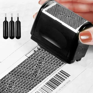 Privacy Roller Stamp with Extra Ink Refill Reusable Identity Guard Stamp for Home & Office