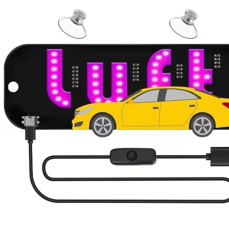 LED Light Sign for Car, Taxi Sign Light Windshield Led Sign Car LED Decal with Suction Cups USB Plug for Cars, Trucks, SUVs(Blue) Multicolor
