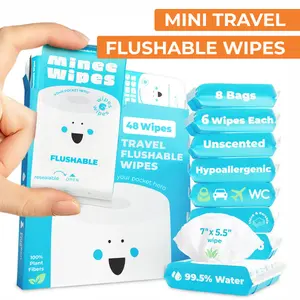 Travel Flushable Wipes (Credit Card Size) - Pocket Butt Wipes for Adults & Kids, Unscented Travel Essentials by Minee Wipes