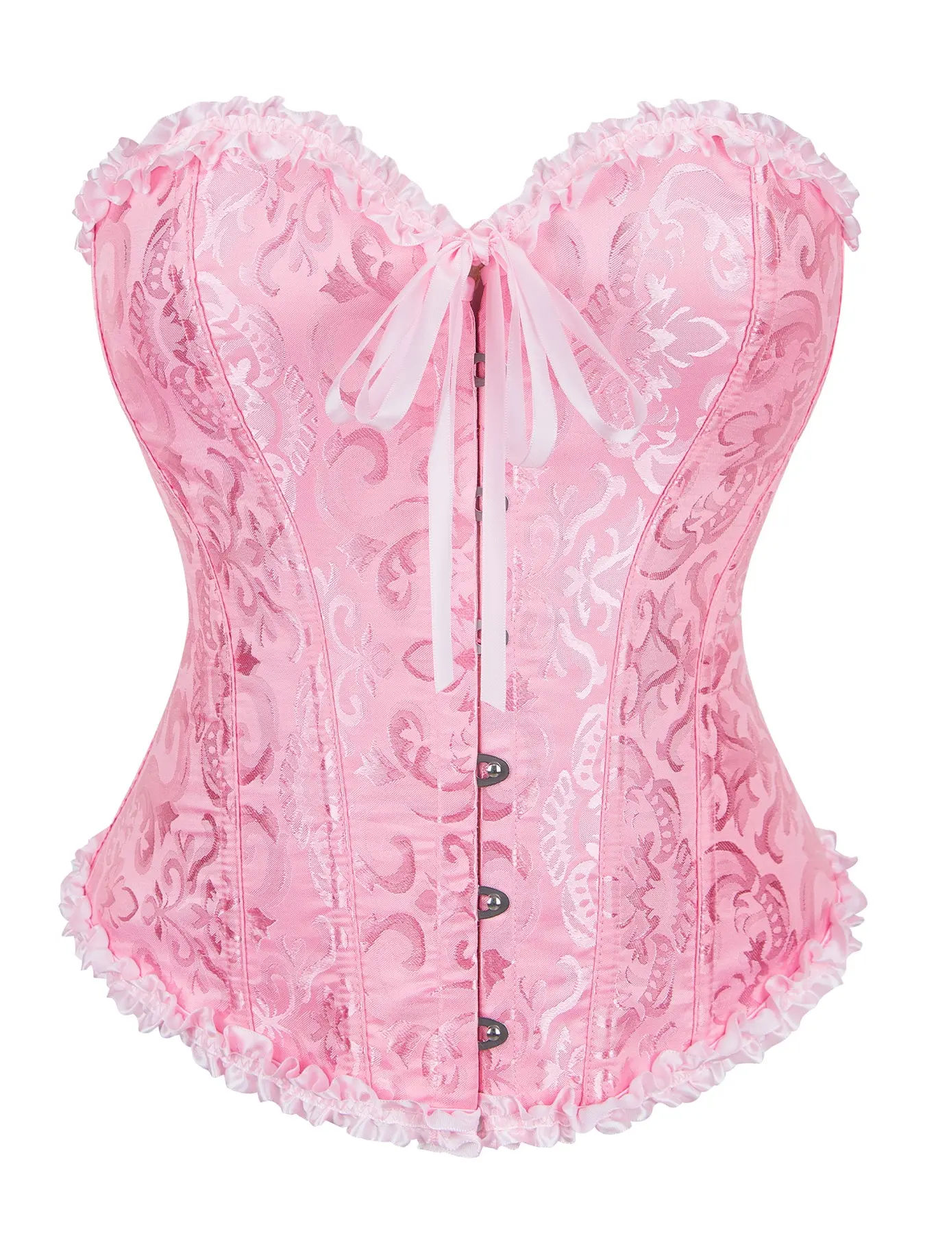 Y2K Jacquard Satin Corset Top, Lace-Up Heart Neckline, Slimming Waist Design, Retro Style, All Seasons Wear, Outerwear, Underwear, Womenswear