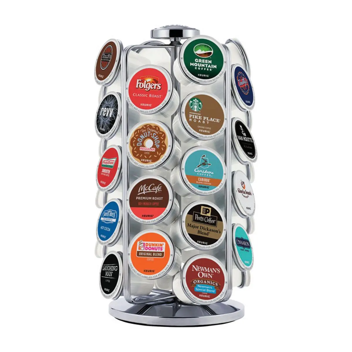 Keurig Plastic Cup Pod Carousel - Metallic Design Kitchen Organizer for Everyday Use to Organize Cups, Maintain Kitchen Organized