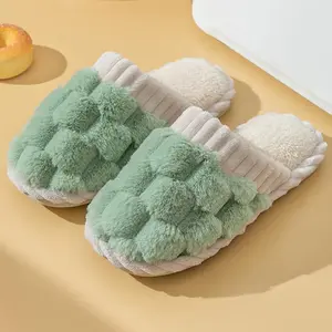 Womens Mens Slippers Cotton Slippers for Women, Anti Slip Cashmere for Warmth, Monthly Slippers for Indoor Home, Cute and Fluffy Cotton Mop Girl Footwear Flipflop Slide