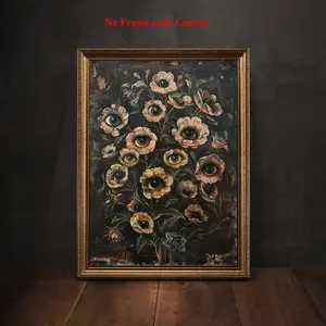 1pc, wall art, vintage poster, botanical gothic eyes print, dark country horror canvas painting, bedroom aesthetic, living room decor, apartment decor, housewarming gift, Unique Artwork, unframed