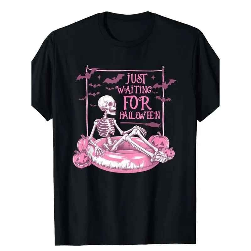 Skeleton Graphic Print T-Shirt for Women, Funny Halloween Casual Streetwear, Lightweight Shortsleeve Fitted Top, Tshirt, Street Wear, Skeleton Figure, Crew Neck, Short Sleeve