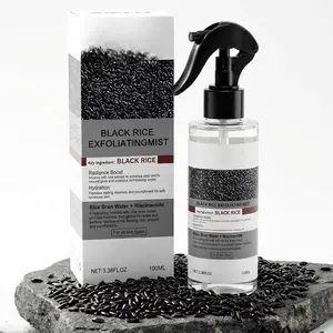 Black Rice Exfoliating Mist – Gentle Black Rice Exfoliant & Rice Exfoliator for Face and Body - Lightweight Hydrating Skin-Smoothing Spray with Niacinamide & Hyaluronic Acid, 100ml / 3.4 fl.oz