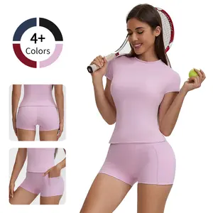 Women's Two Piece Lounge Sets Casual Summer Outfits 2 Piece Short Matching Clothing Set Tracksuit Breathable Sportswear High Waist Athletic