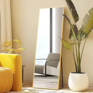 CONCETTA 59"x16" Rectangle Full Length Mirror, Full Body Standing Mirror Floor Mirrors, Gold