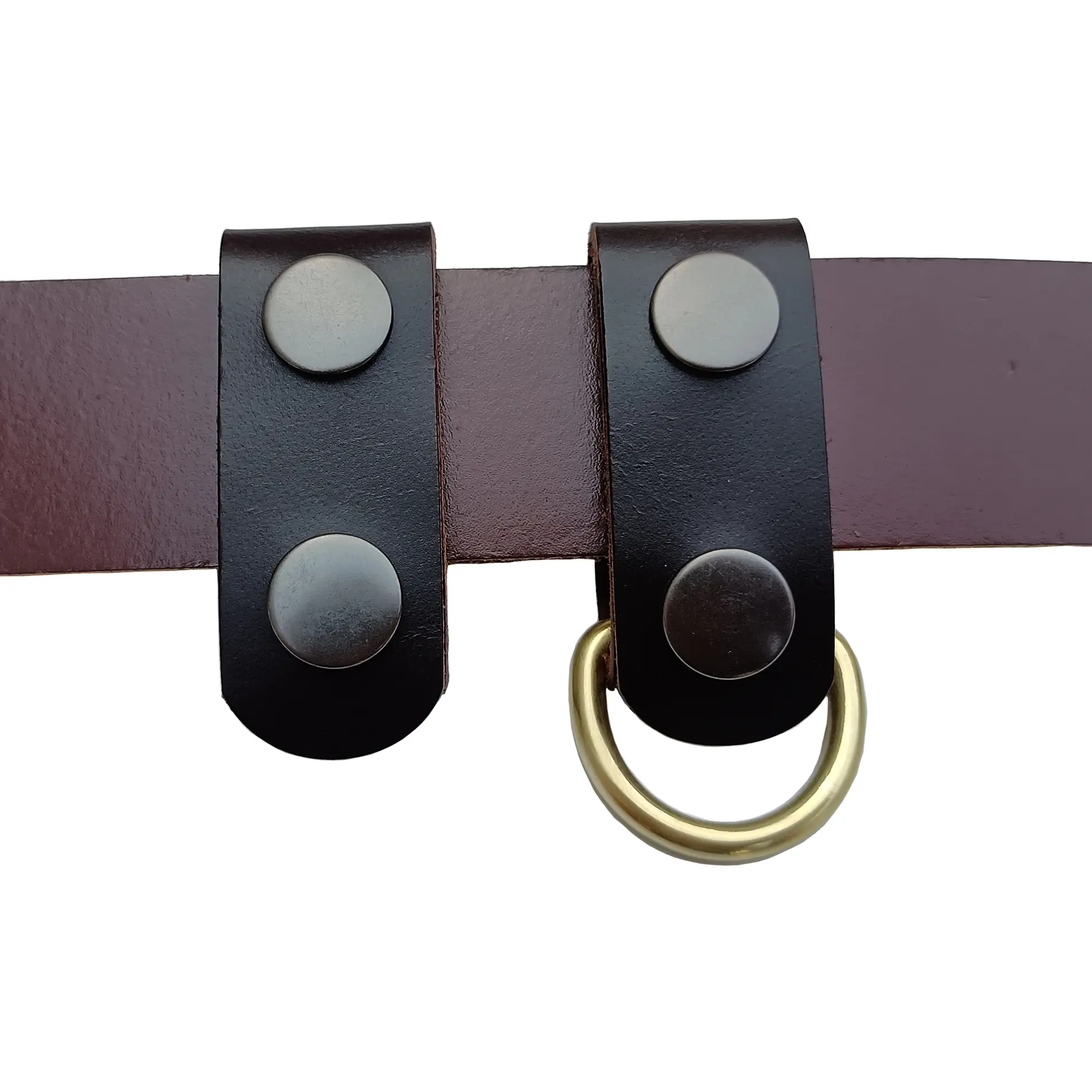 MEEBOY Heavy Duty Belt Loop Keepers (2-Pack) - Unisex First-Layer Full-Grain Cowhide Leather, Solid Brass D-Buckle, Copper Fixings, Waterproof Tested Keyring Loop Keychain for Belts