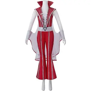 Womens Mamma Mia Cosplay Jumpsuit 1970s Dancing Disco Costume