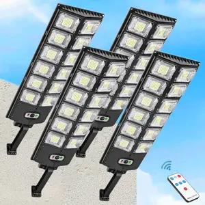 365-Day Continuous Power Solar Street Light Outdoor Waterproof IP66 15000 Lumens 6500K Auto Lighting Motion Sensor Remote Control