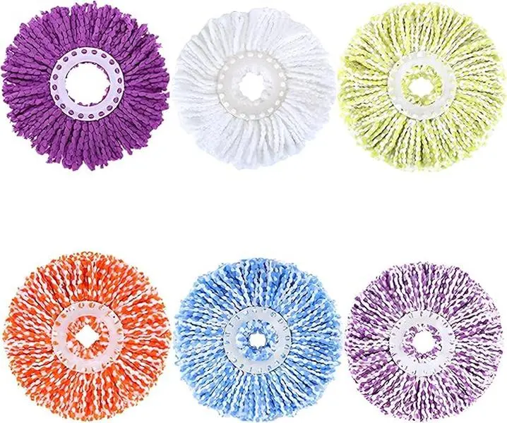 6 Pack 6.3" Spin Mop Replacement Heads – Round Microfiber Refills for 360° Spin Mop Systems for Multiple Mop Brands