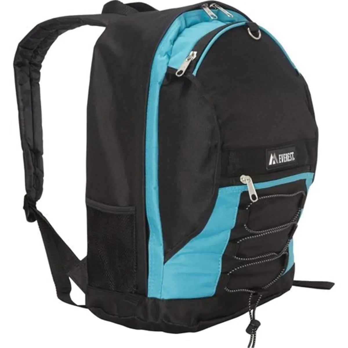 212 MAIN Everest 3045SH-TURQ-BK 2-Tone Mesh Backpack, Athletic Sporty Chic Bag for Campus Life & Everyday Carry, Bulk Storage, Zip Closure, Mesh Pockets - Turquoise-Black, Mesh Backpacks, Black Trim Backpacks