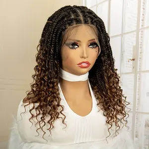 Black Curly Braided Lace Wig for Women – Natural Look Glueless Wig with Baby Hair | Valentine's Gift | Party & Daily Use Synthetic Braids