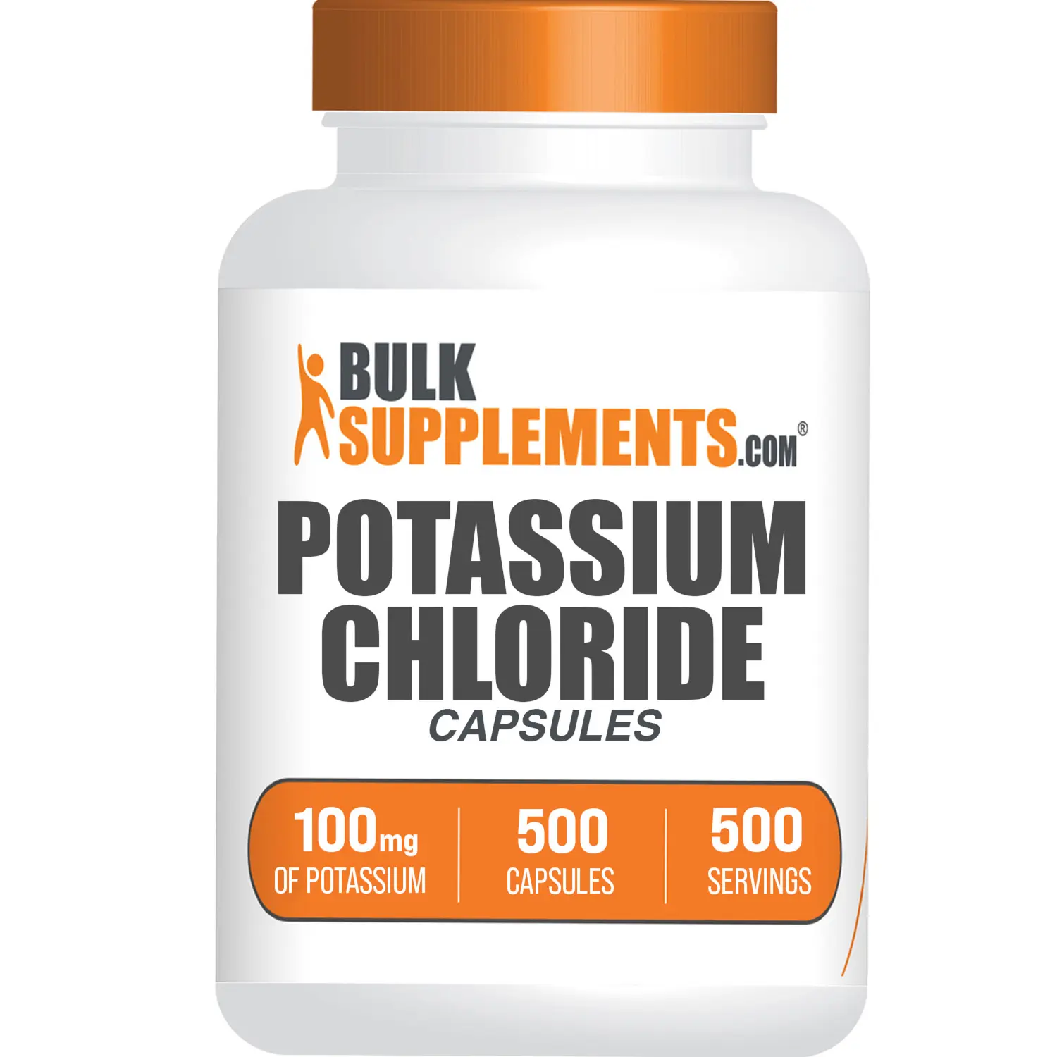 BulkSupplements Potassium Chloride 500 Capsules - 100mg of Potassium per Serving (500 Capsules - 500 Servings)