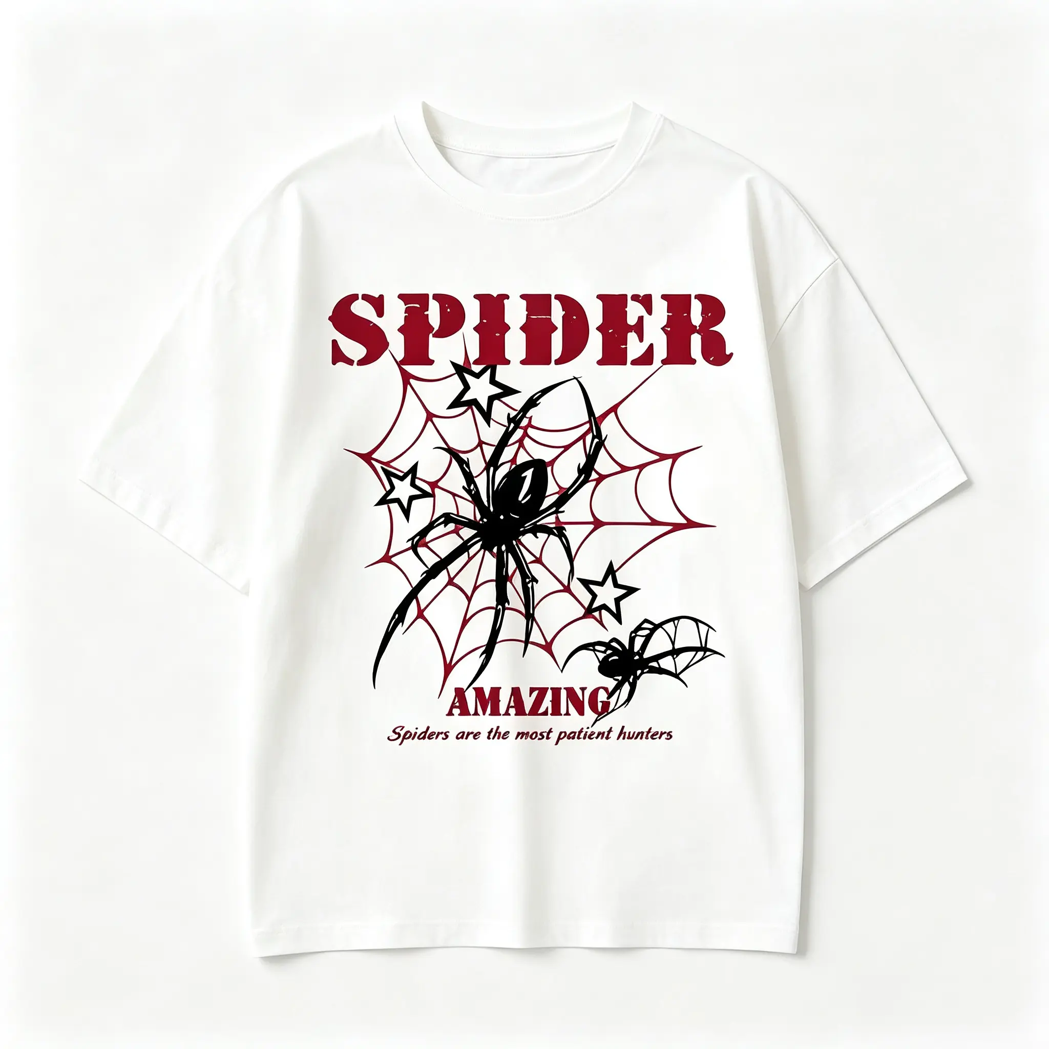Vintage Spider Wonder Graphic Tee | Retro Edgy Aesthetic T-Shirt | Heavyweight 100%25 Cotton Red Web & Black Spider Top | Trendy Gothic Relaxed Fit Apparel | Soft Unique Dark Humor Gift | Chic Urban Streetwear | Daily Outfit