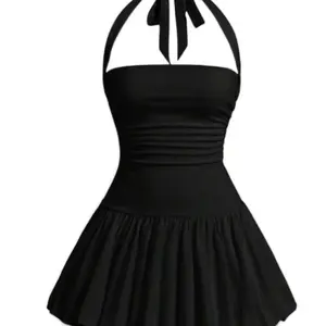 Halter Backless Mini Dress with Bow Detail and Fitted Design