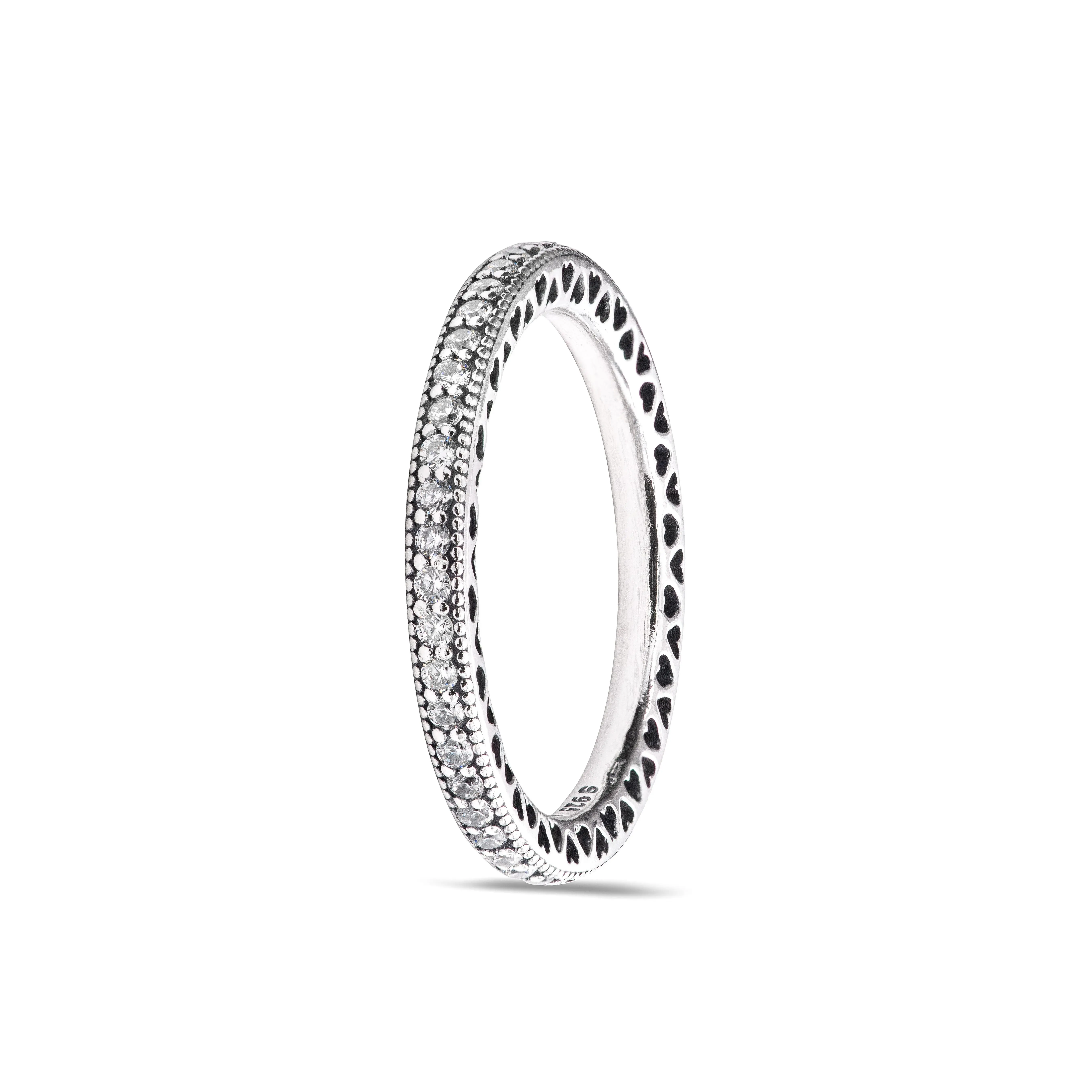 PANDORA Hearts of PANDORA Ring 190963CZ, Eternity, Stones, Stacking, Silver, Classic, Encrusted Stones