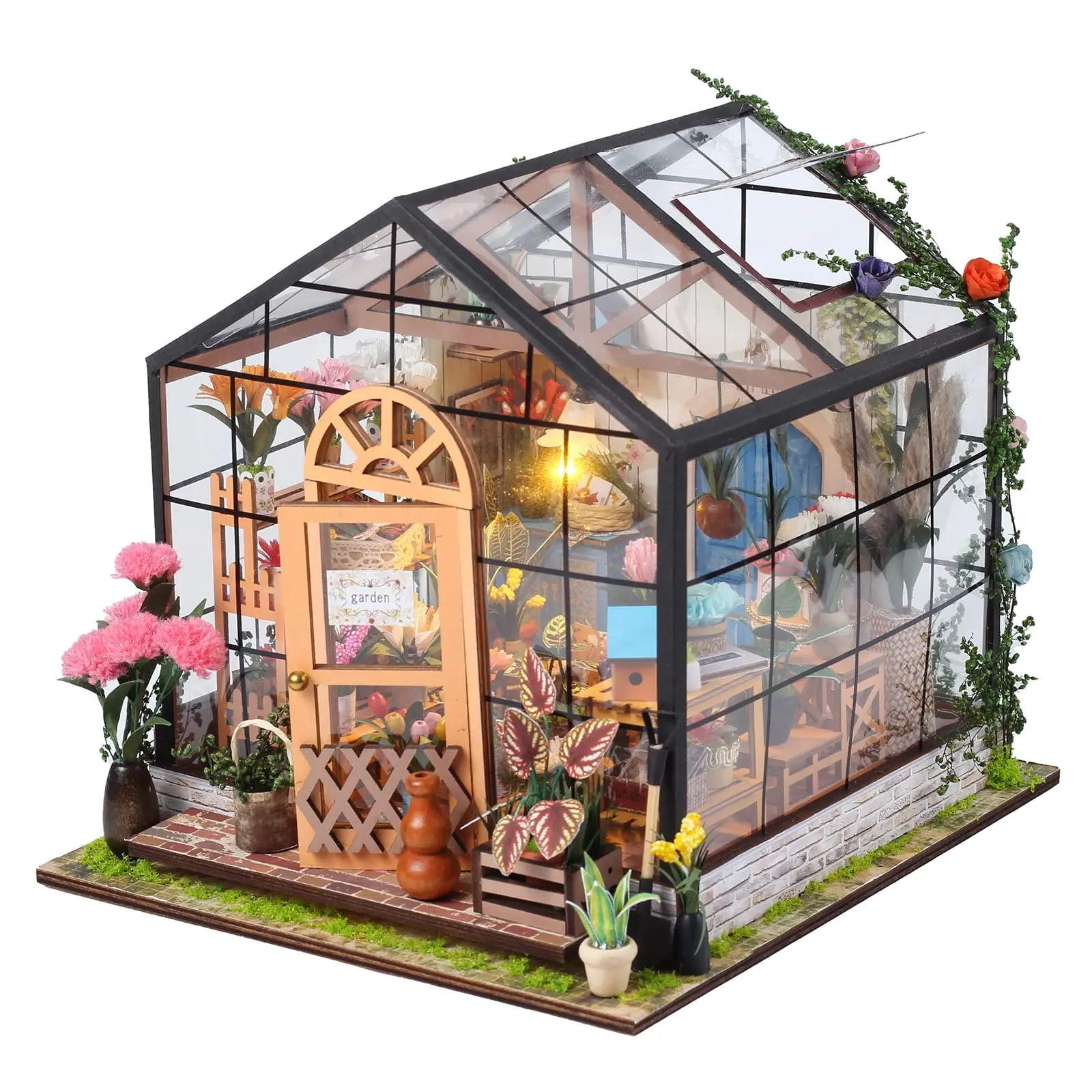 DIY Wooden Book Nook Kit, Creative Building Block, Wood Blocks, 1 Set 3D Wooden Garden Design Puzzle, 3D Desktop Decoration Ornament, DIY Model Kit for Bookshelf Decoration, Building Sets