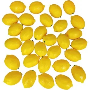 30 Pack Faux Yellow Lemons Artificial Fruits Fake Lemons Lifelike Simulation for Lemonade Party Kitchen Table Summer Decorations Vase Fillers Fruit Bowl Lemon Wreath Garland Photography Props Decorative Plants