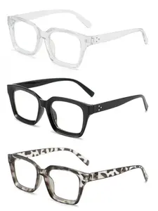 Three-Color Combination Large Square Frame Glasses, /transparent/tortoise Shell, Casual Commute Fashion Eyewear, All Seasons