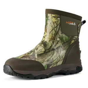 HISEA Excursion Pro Men's Waterproof Hunting Boots - Insulated Neoprene Ankle Rain Boots for Outdoor Work, Farming, Fishing & Yard Work, Durable comfy Rubber Mud muck Boots