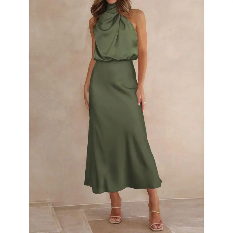 sachin and babi light blue dress Asymmetric Satin Midi Dress - Dusty Pink