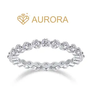 【#62 Honor】Moissanite Stackable band ring enhancer rings with 925 Sterling Silver Synthetic Moissanite