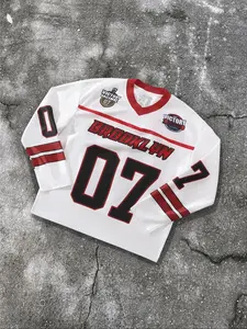 Men's Letter & Figure Print V Neck Jersey, Regular Fit Casual Long Sleeve T-shirt for Daily Wear, Men's Top for All Seasons, Athletic Sports Clothing