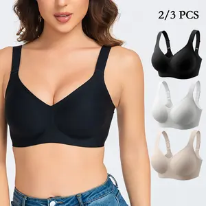 2/3 PCS Jelly Women Seamless Lift  Full Coverage Wireless Plus Size Comfort Soft Push Up Bralettes No Underwire Supportive Sports T-Shirt Bra SummerVibes