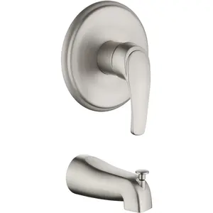 Shower Valve Trim Kit with Tub Spout Brushed Nickel Tub Shower Rough-In Mixer Valve Bathroom Trim Kit