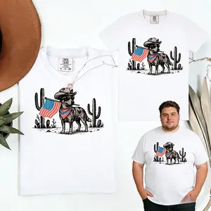 Comfort Colors Patriotic Dog Shirt,  Western Cowboy Dog Tee, 4th of July Gift for Dog Lovers, USA Flag Shirt