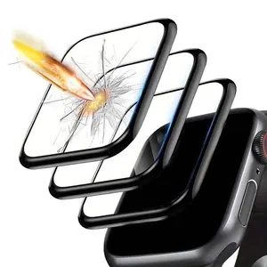 3-Pack HD Protective Screen Protectors for Apple Watch, Full Coverage Curved Film, Carbon Fiber Style, Fits 38-49mm, Series 1-10, Se Models