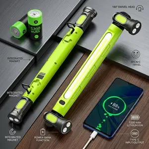 Under Hood LED Work Light Bar, 3000LM Rechargeable Magnetic Base Lamp with Hooks, 5200mAh Type-C USB Cordless Single Pack, Water Repellent, Includes Cable for Car Repair
