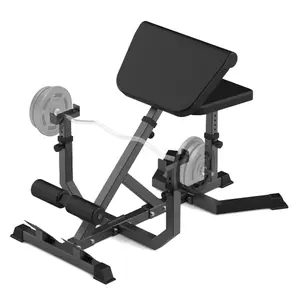 GARVEE 2-In-1 Roman Chair & Preacher Curl Bench Multi-Function Heavy-Duty Hyperextension Bench for Home with Adjustable Height for Arms, Ab, Back, Glute & Leg Extension Exercise Equipment, Black